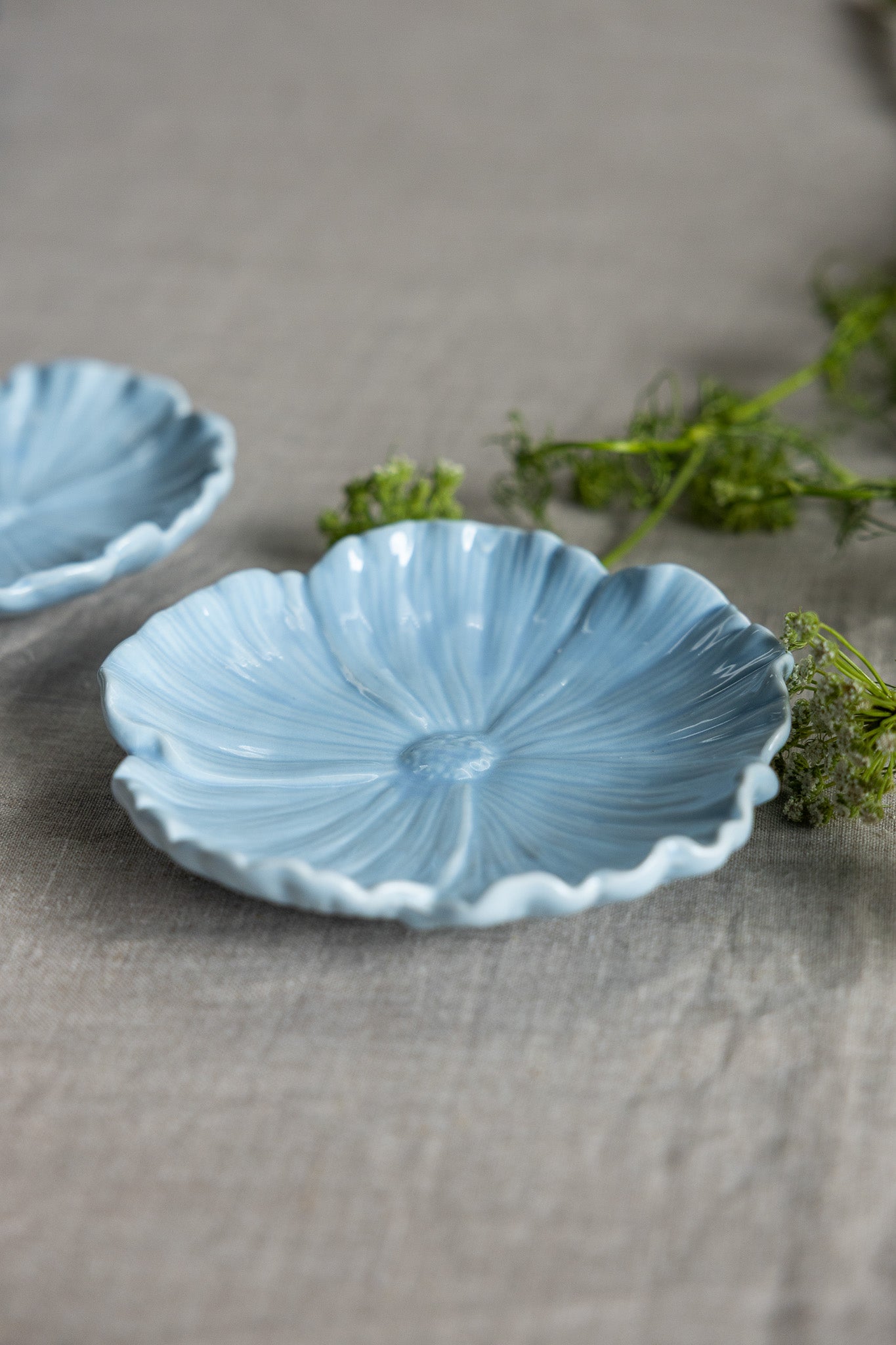 Blomster, Stort Fat, Ljusblått