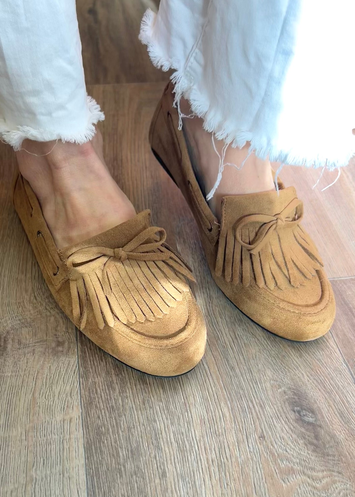 Loafers Kamel med Fransar