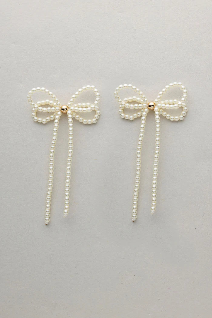 PEARL Bow Earrings, Pearl White