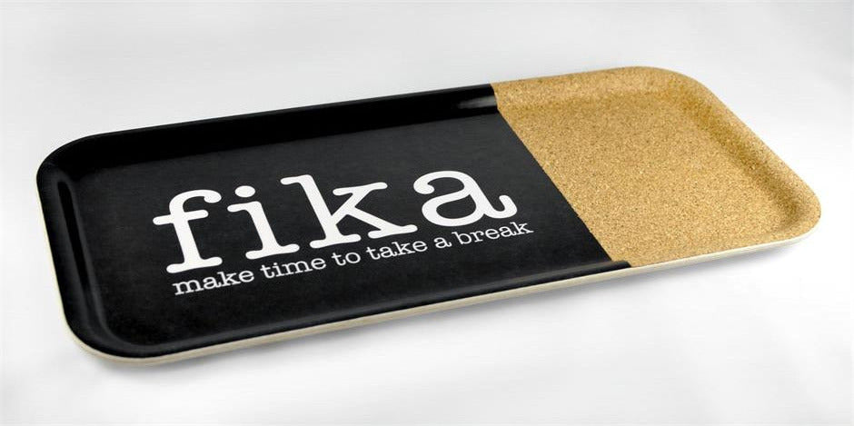 Bricka med kork, FIKA 32x15 cm