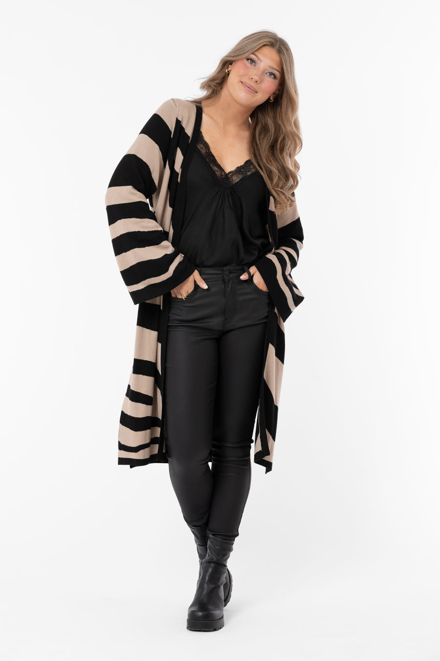 MARION CARDIGAN CAFFE LATTE/BLACK