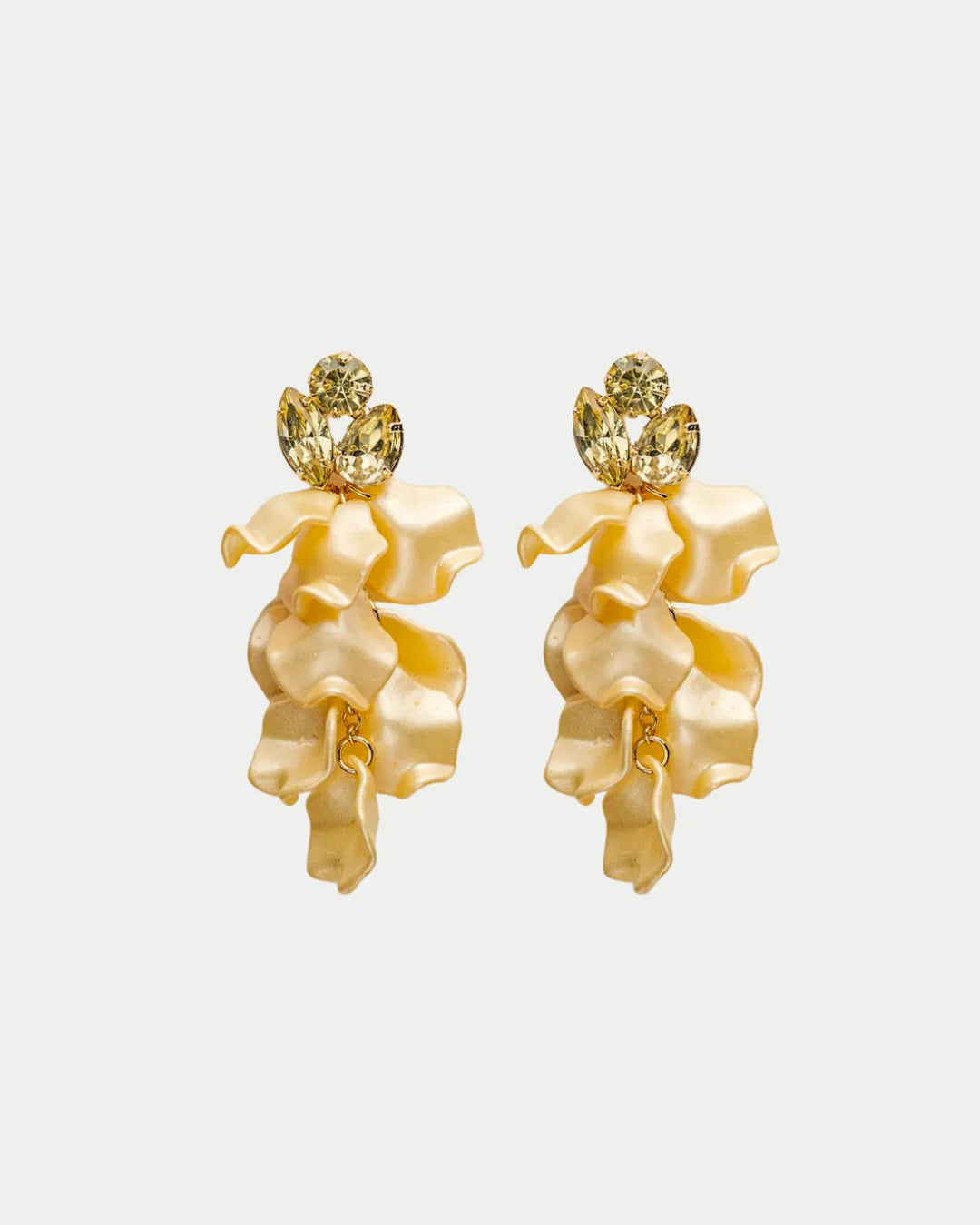 Leaf Stone Earrings, Pearl Yellow