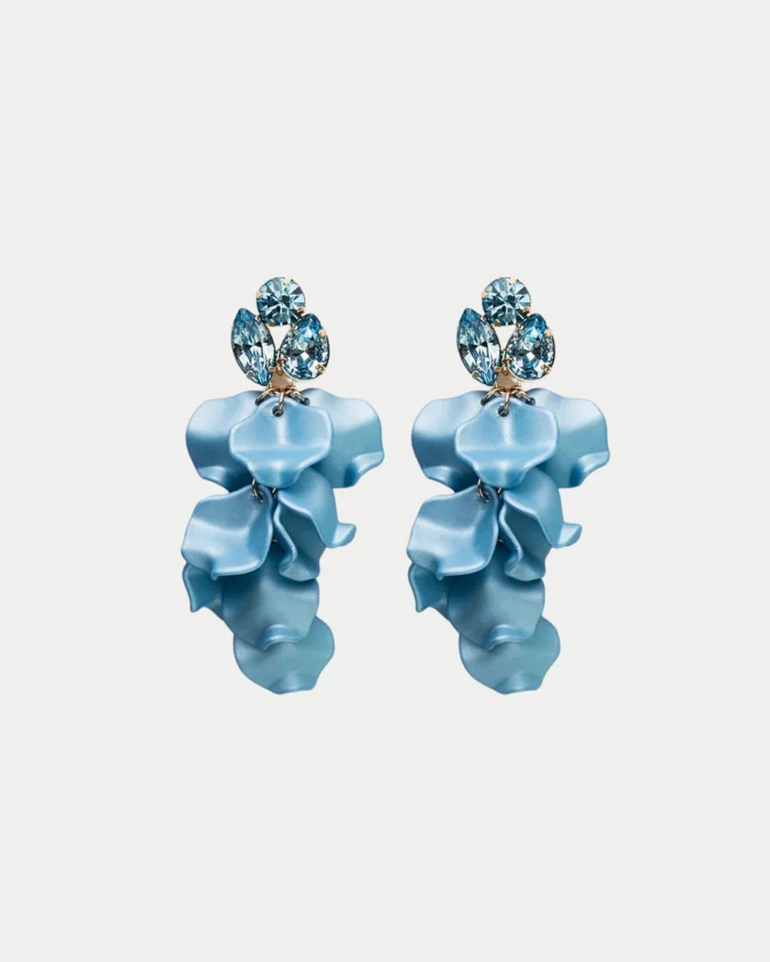 Leaf Stone Earrings, Light Blue