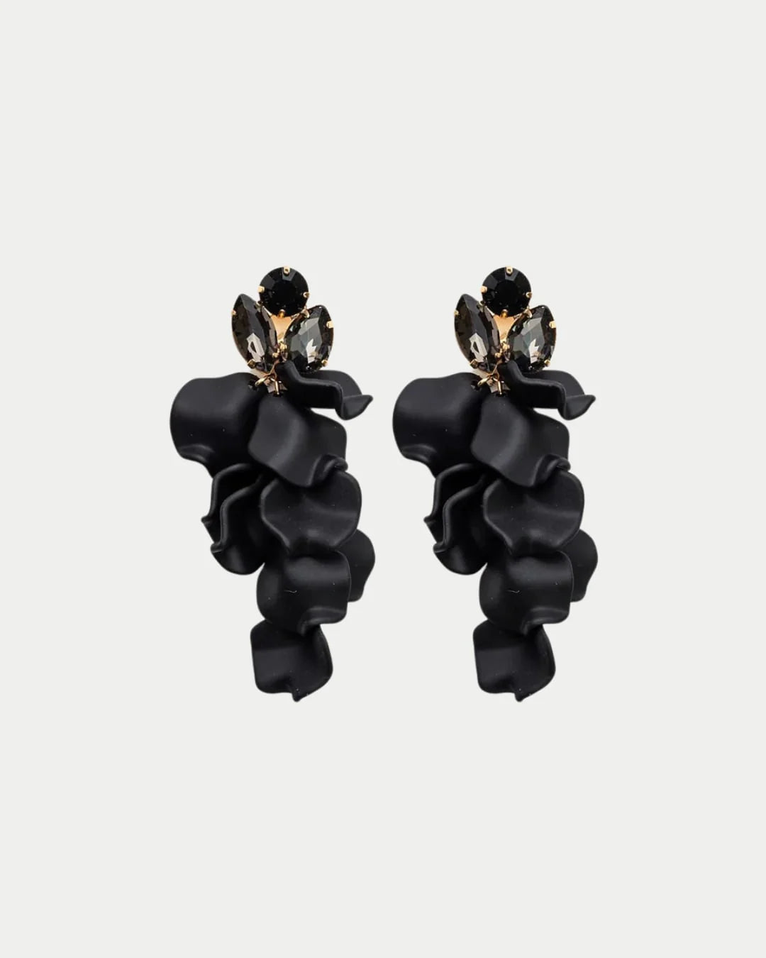 Leaf Stone Earrings, Black