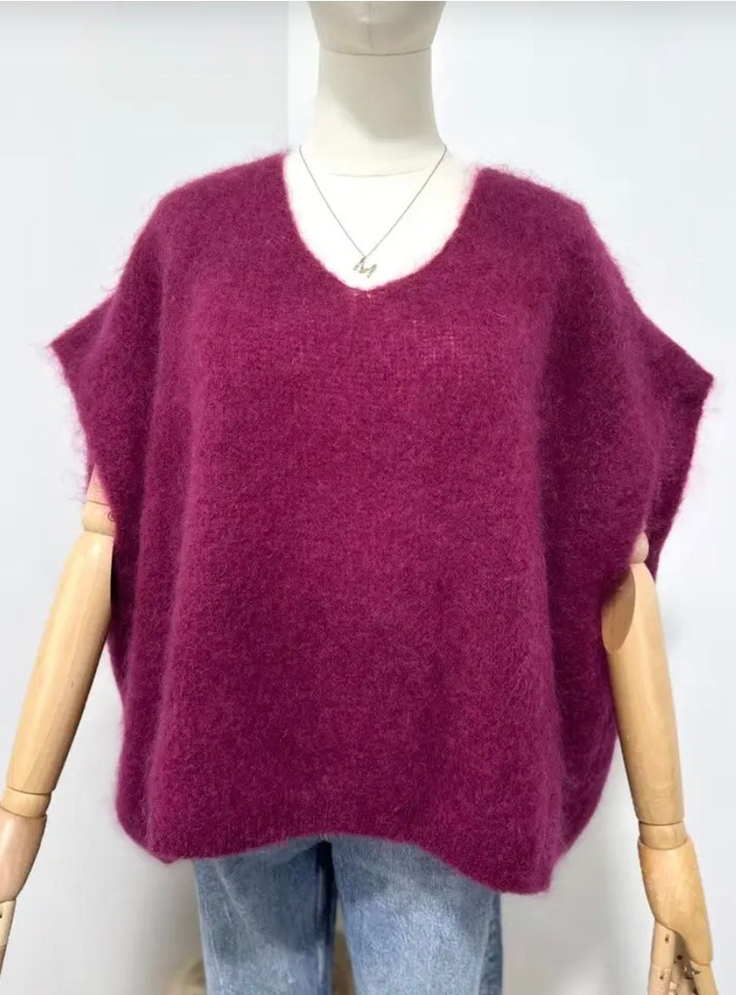 Mohair 80% Väst, Burgundy