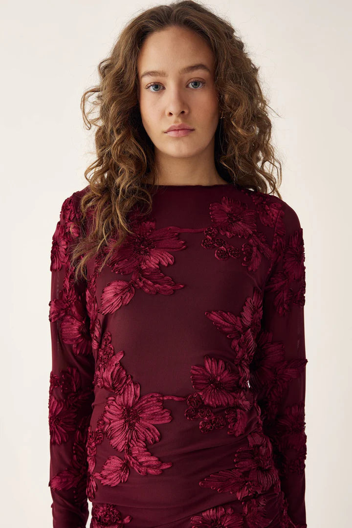 Noella Lavinia L/S Dress Vinröd