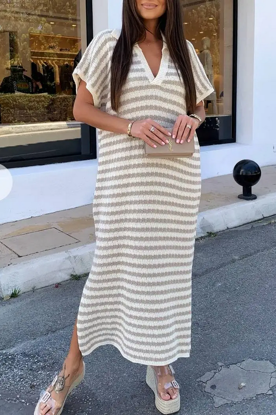 Margot sommarklänning, Beige / vit