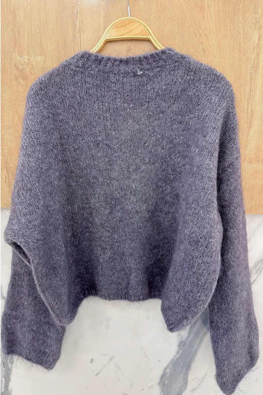 Mohair 50%, Långärmad tröja, Mörkgrå