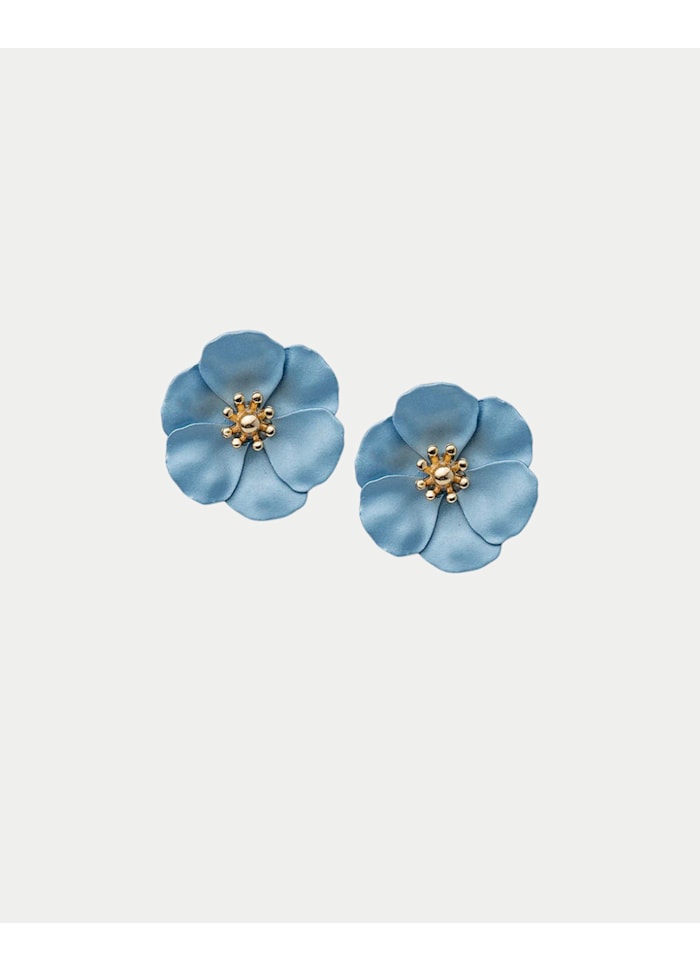 Flower Small Earrings, Blå