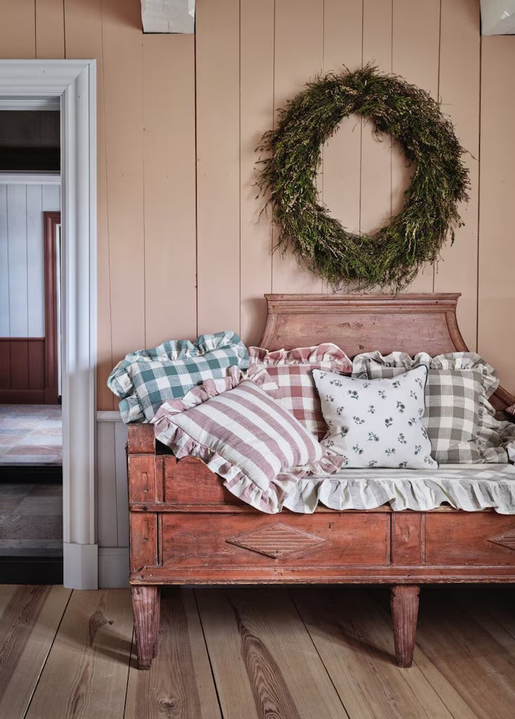 Kuddfodral Ida Ruta Beige/Vit