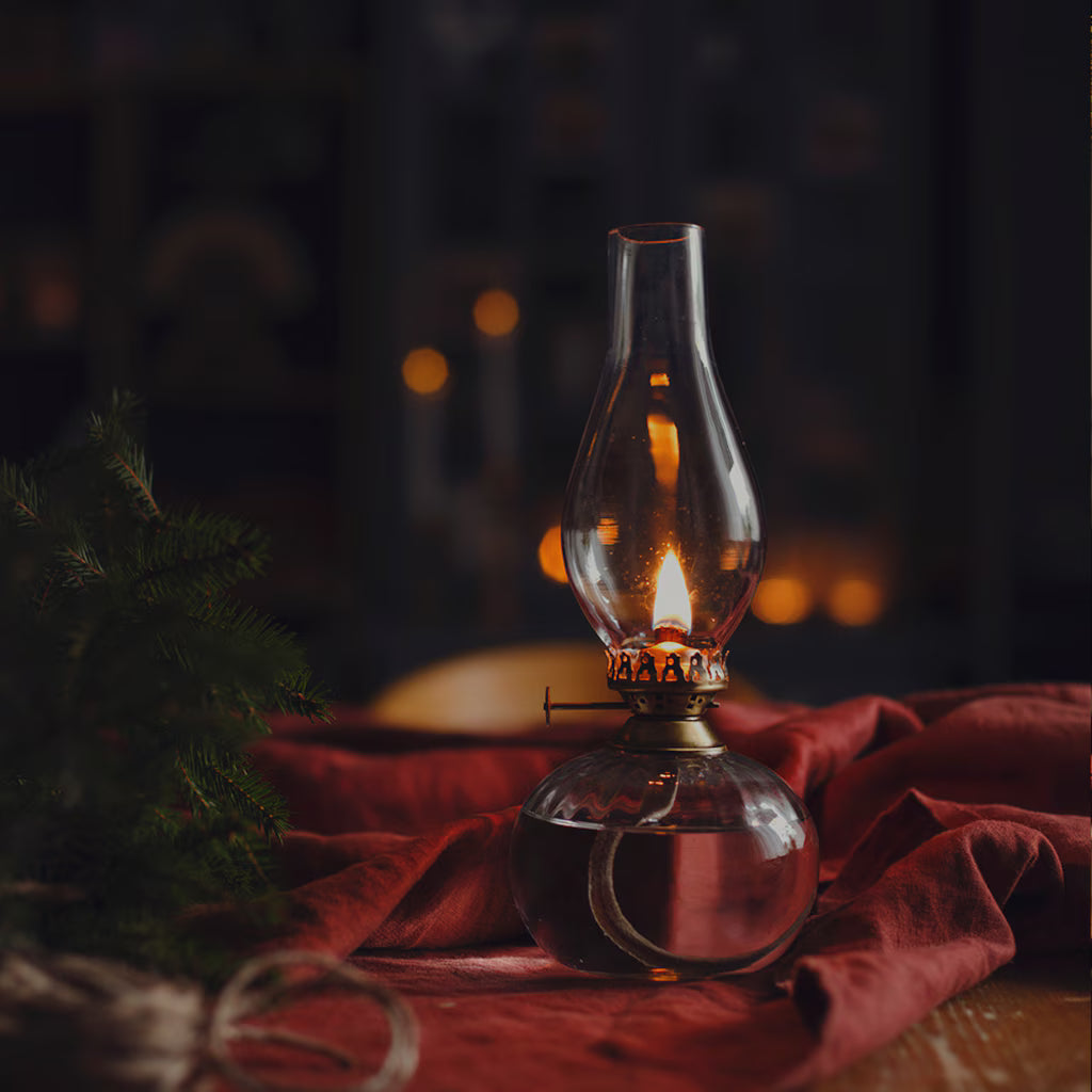 Fotogenlampa, Rund Liten, Antik Mässing