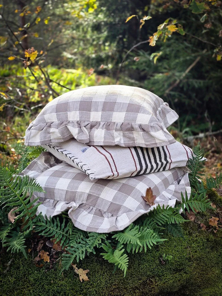 Kuddfodral Ida Ruta Beige/Vit