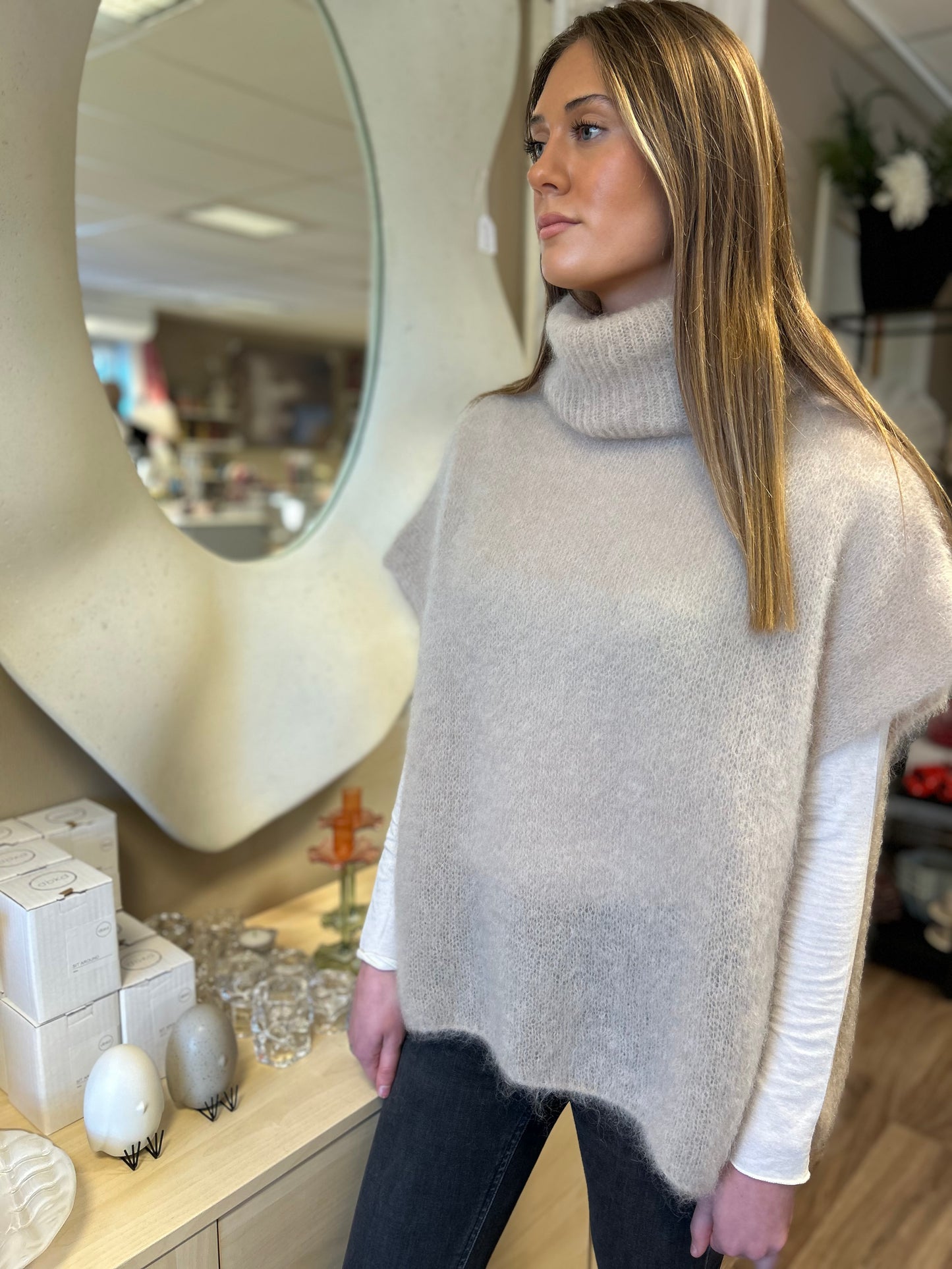 Mohair 80% Polo, Beige