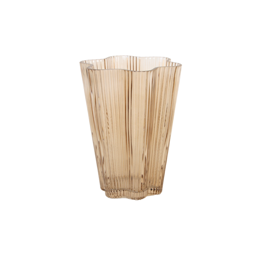 Glasvas räfflad, Brun, 16x16x20 cm