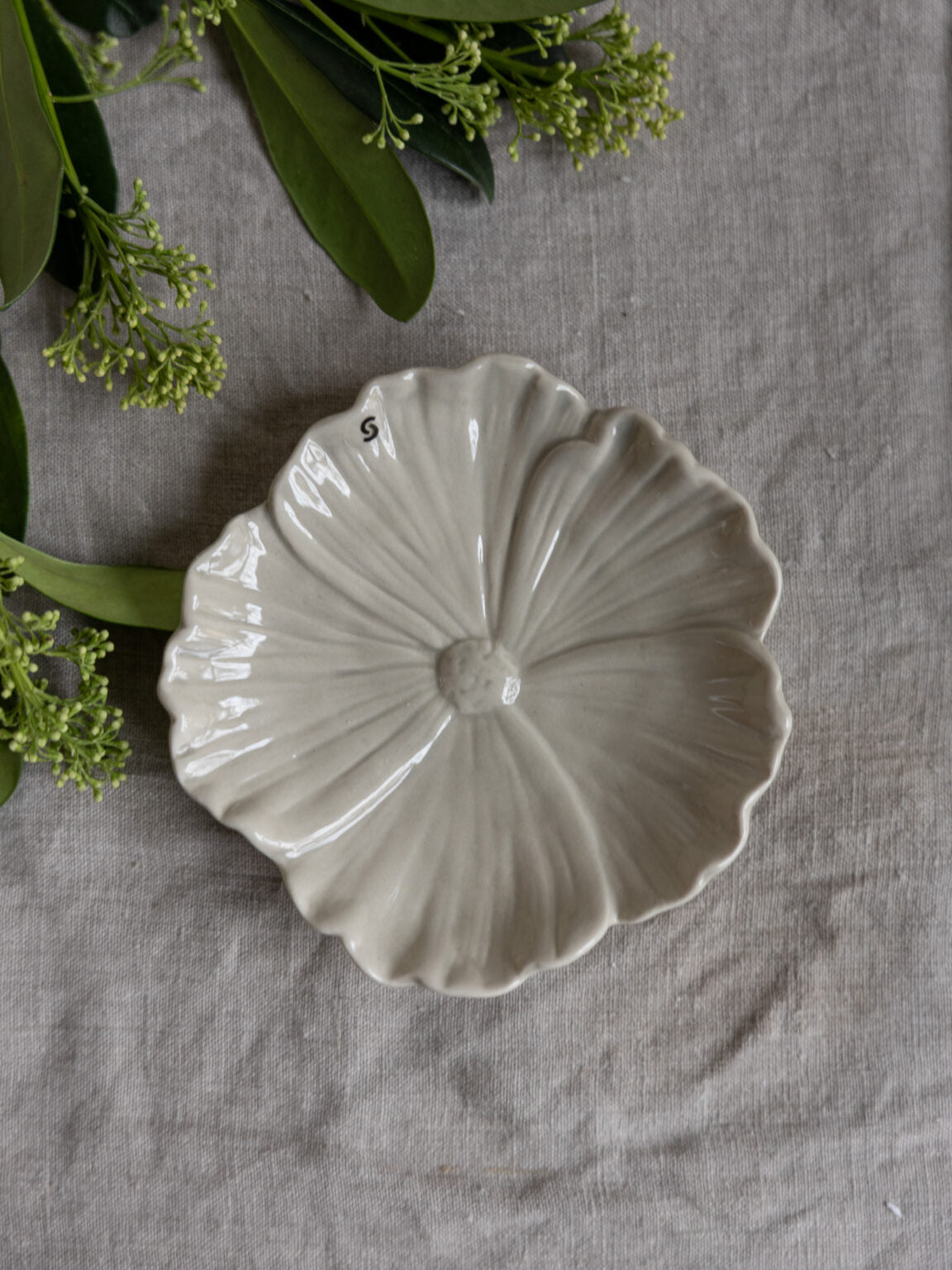 Blomster, Litet Fat, Beige