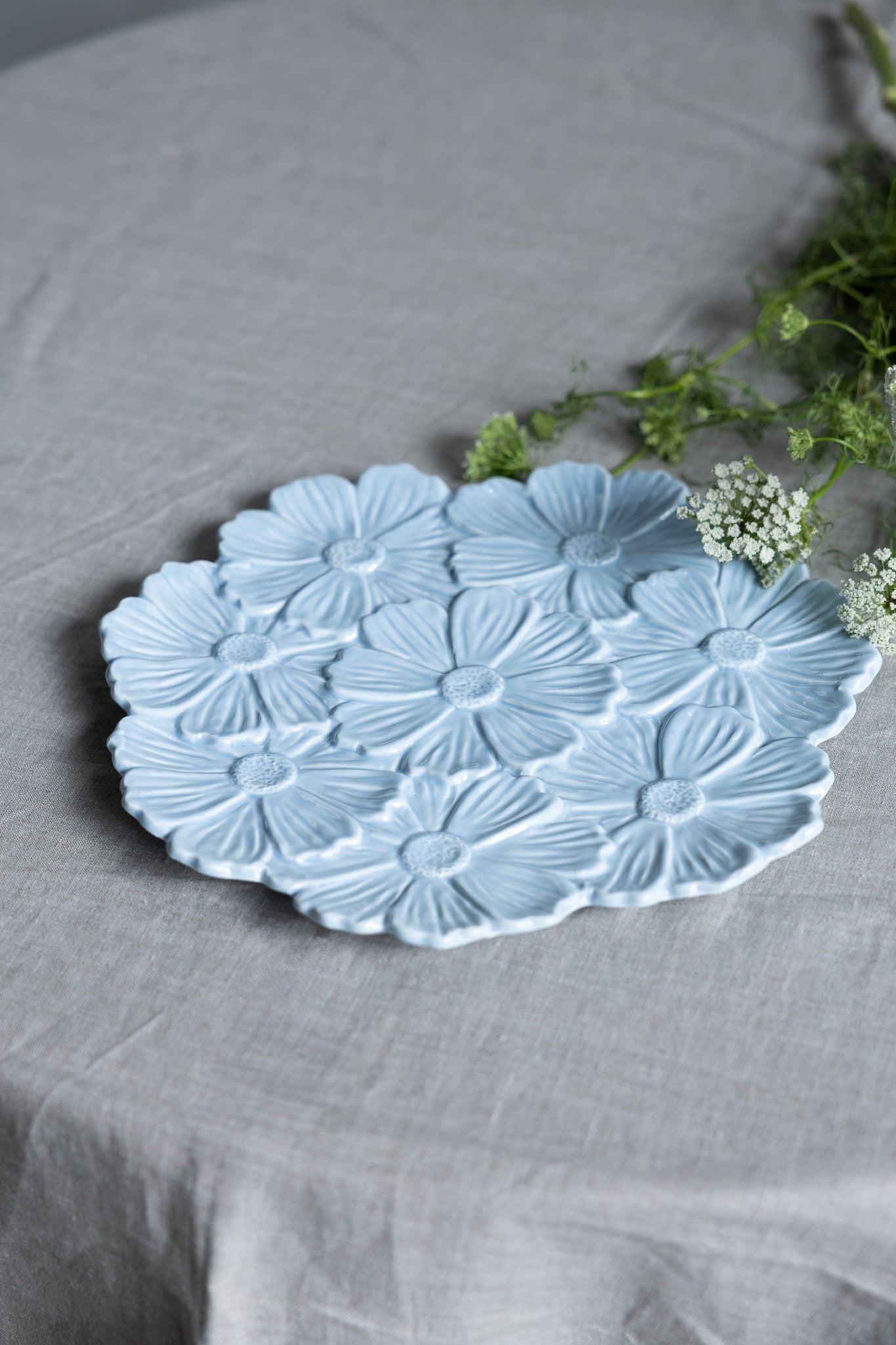 Flor, Serveringsfat, Ljusblå