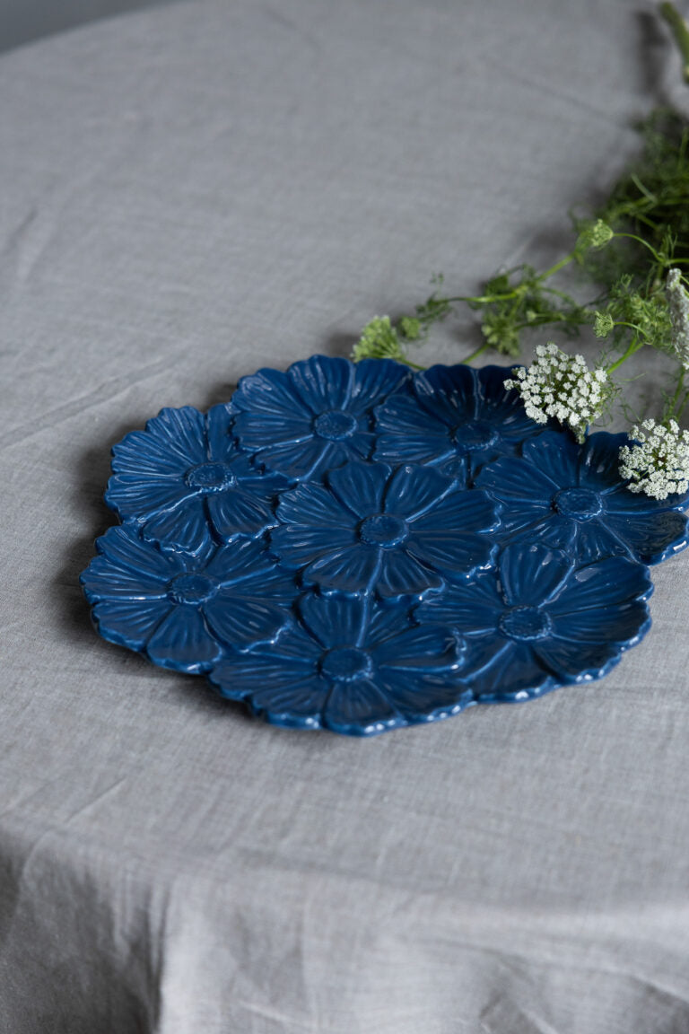 Flor, Serveringsfat, Mörkblått