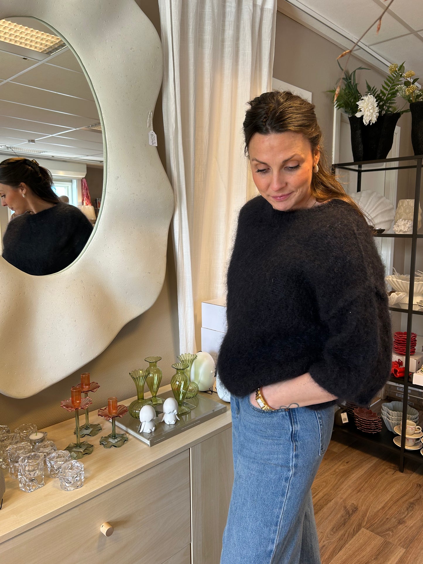 Mohair 3/4 ärm, Svart