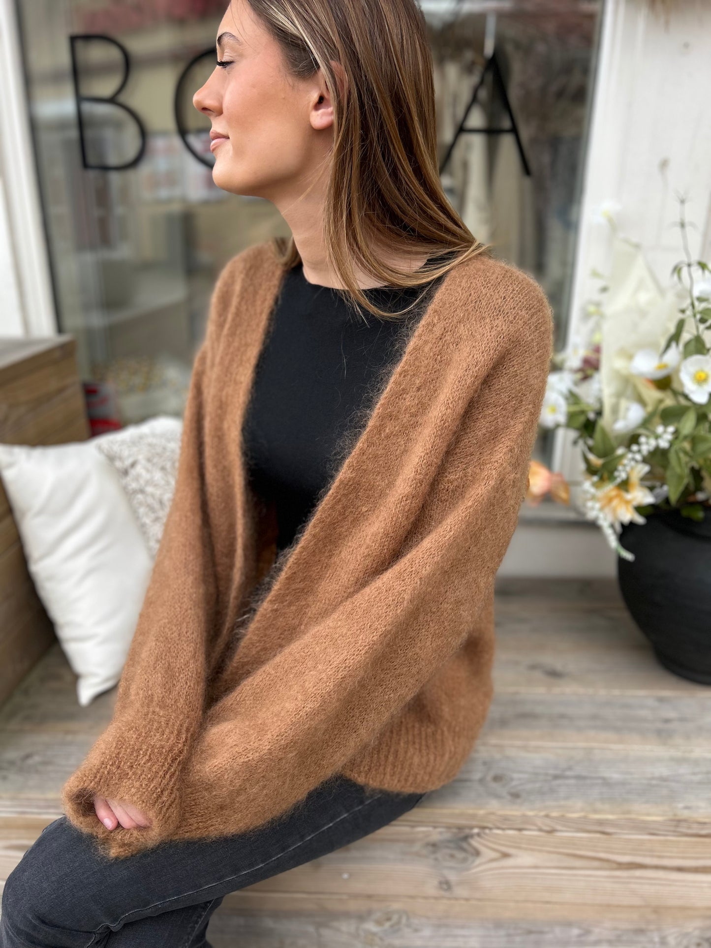 Mohair Kofta Kort, Mörk Kamel