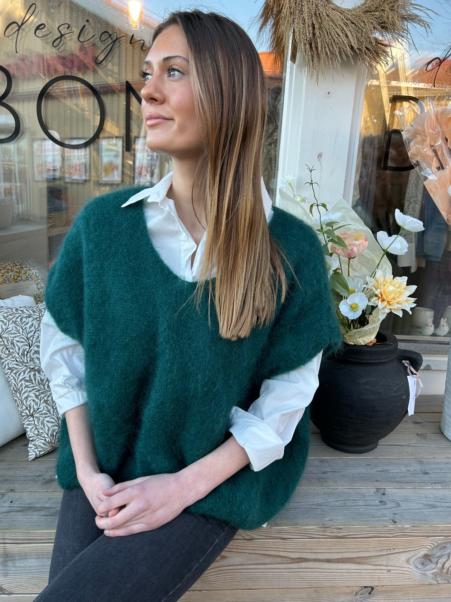 Mohair 80% Väst, Alpin Grön