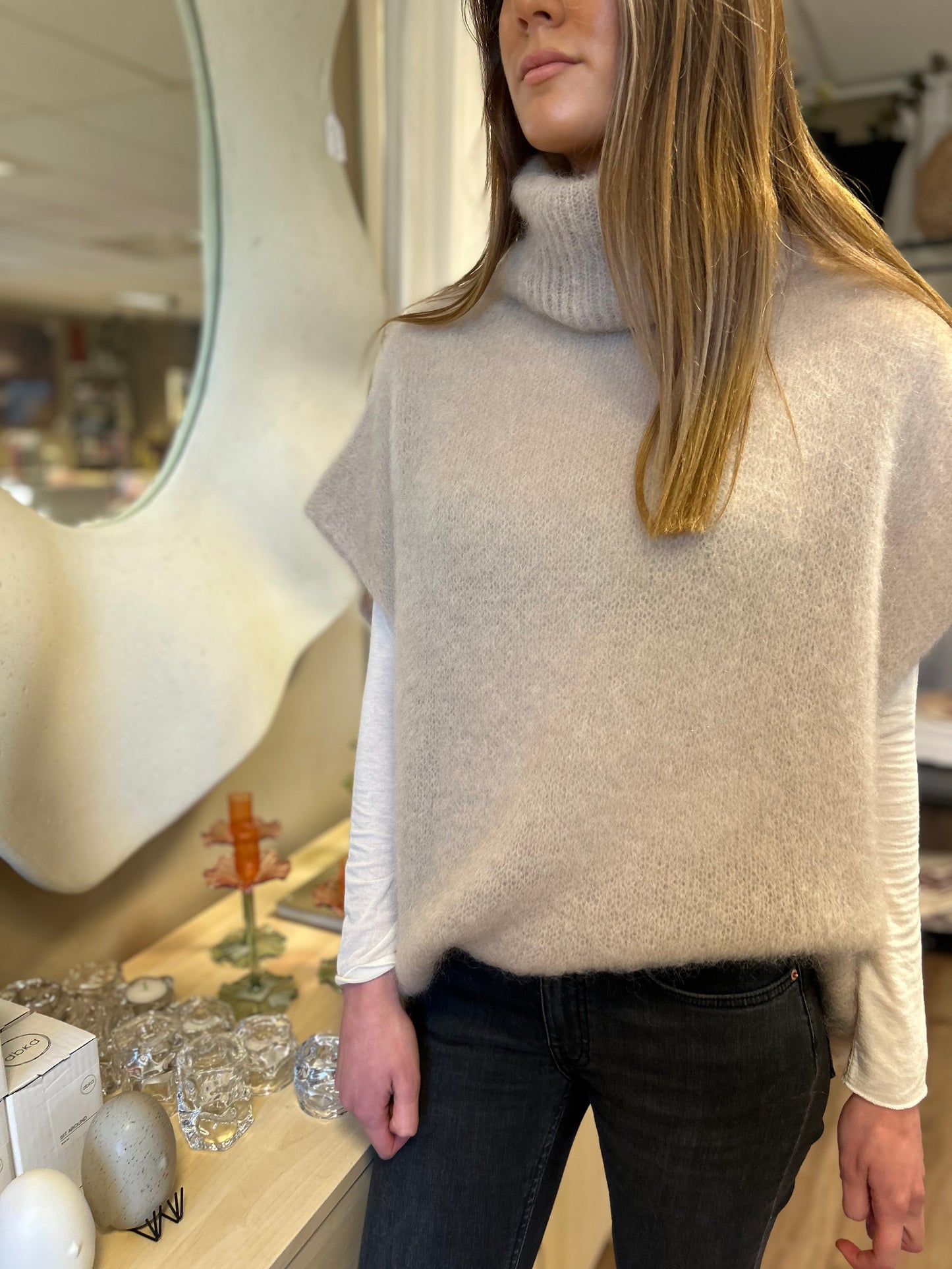 Mohair 80% Polo, Beige