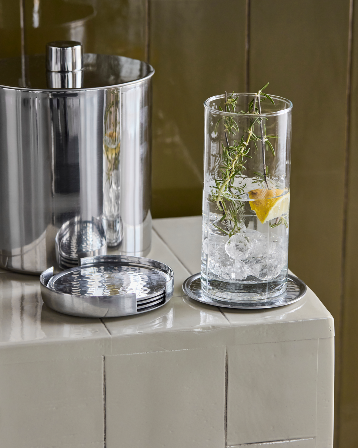 Glasunderlägg - Silver Finish - 4-pack