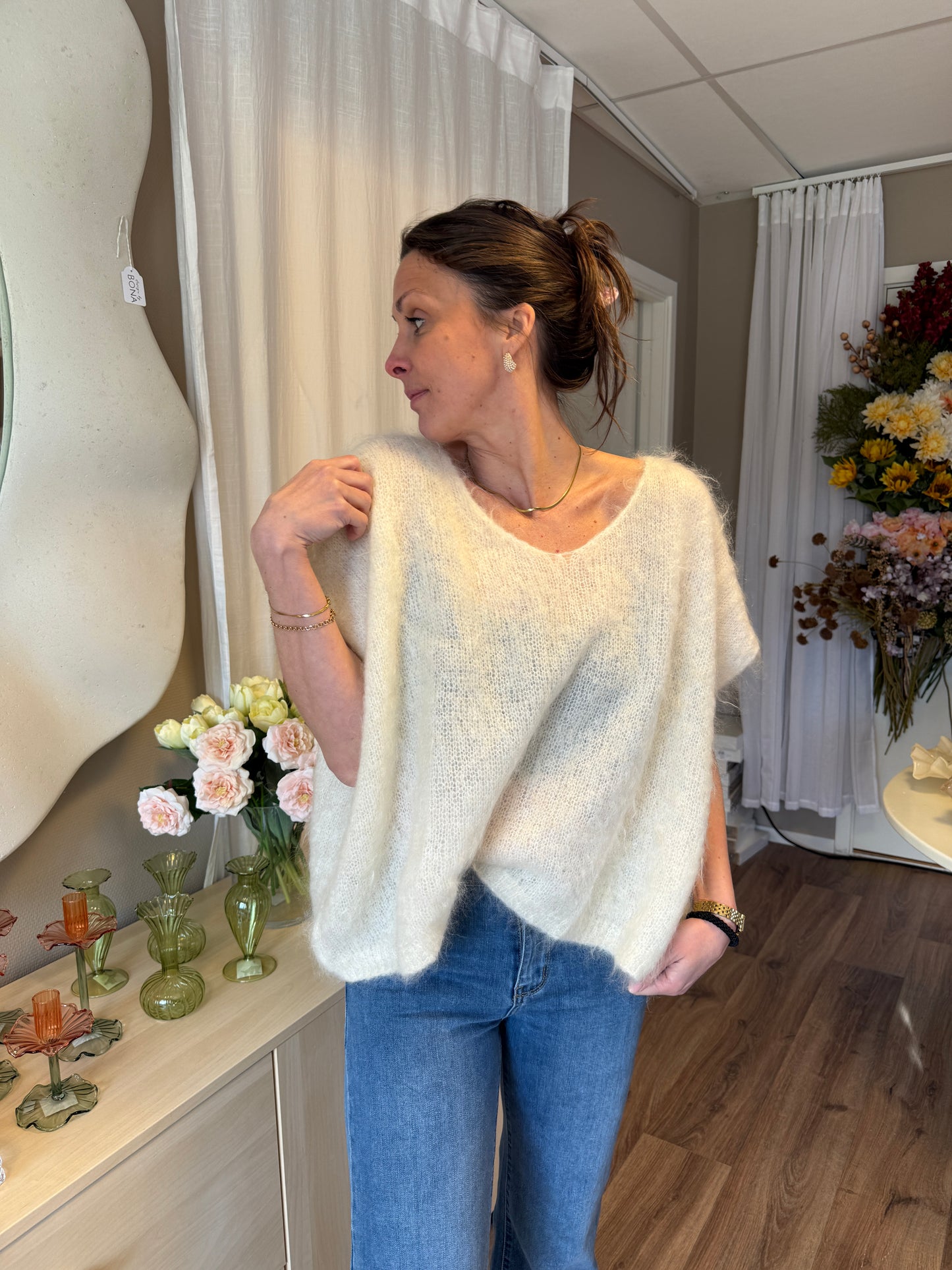 Mohair 80% Väst, Vit