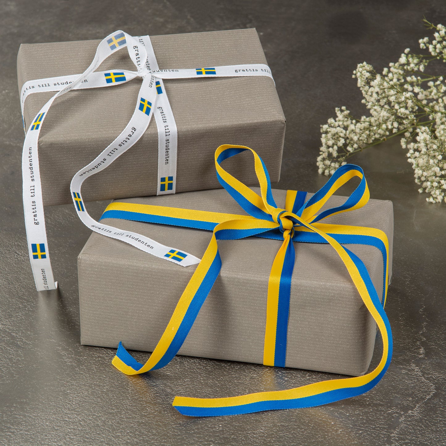 Dekorationsband Blå/Gul, 15 mm x 1 m