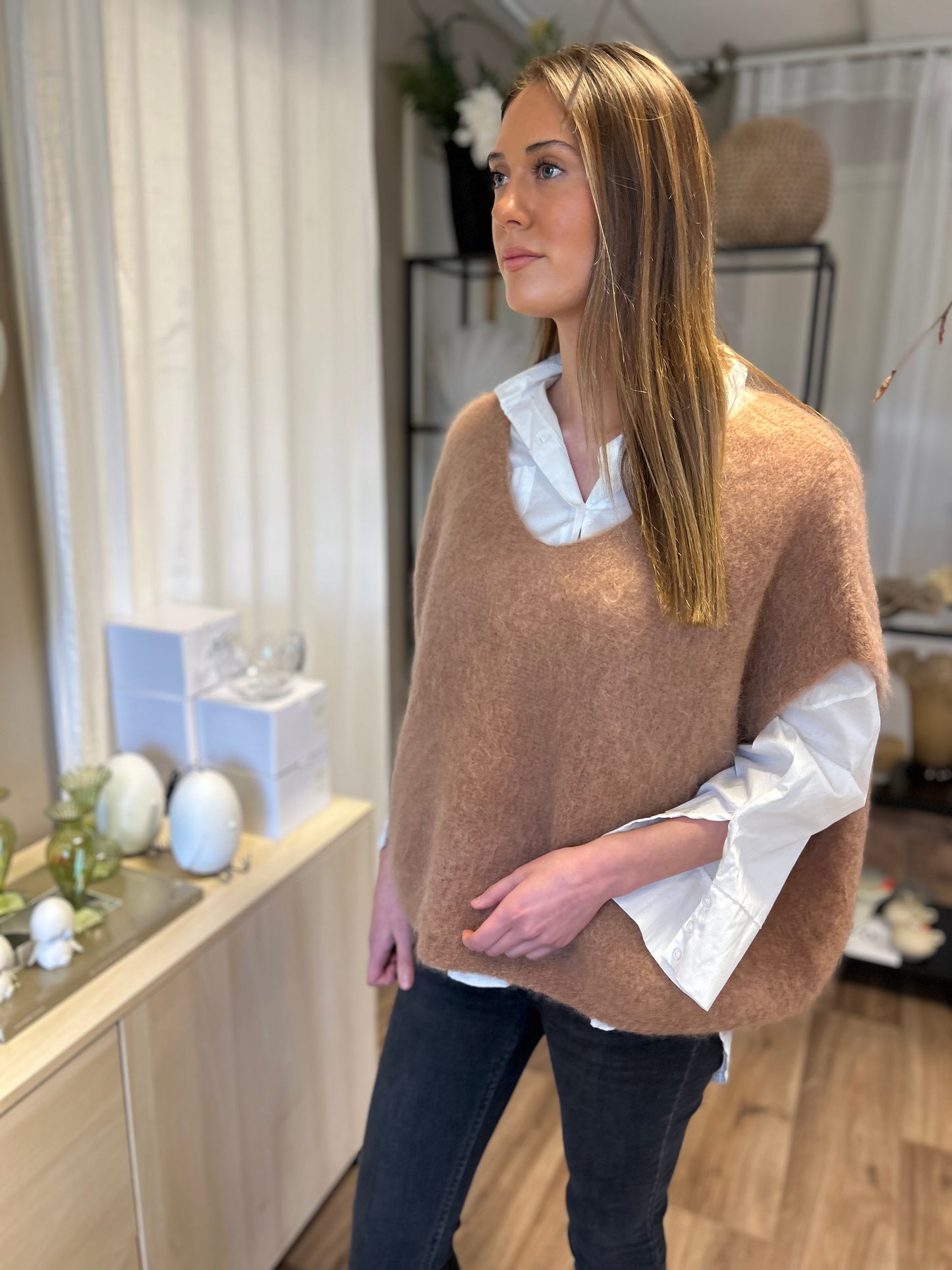 Mohair 80% Väst, Kamel