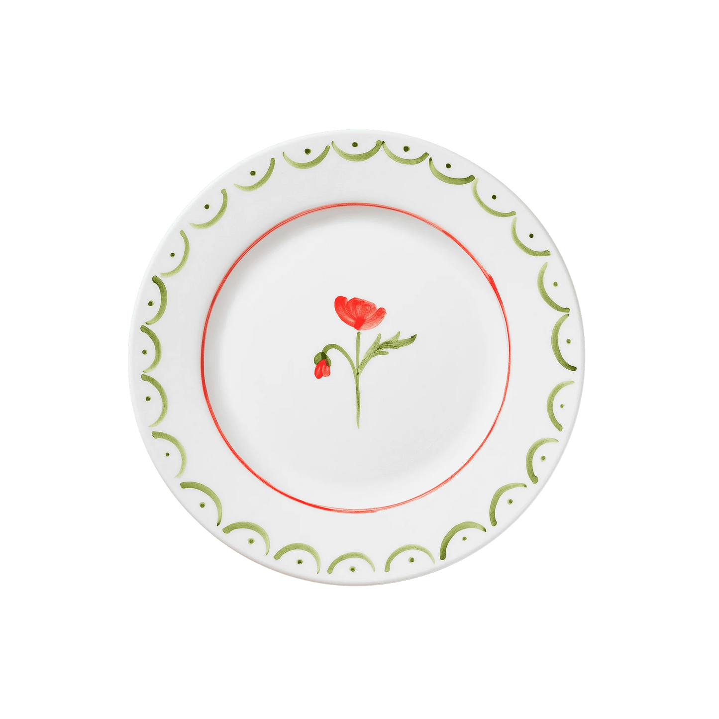 Cottage Flower Assiett Poppy, Röd