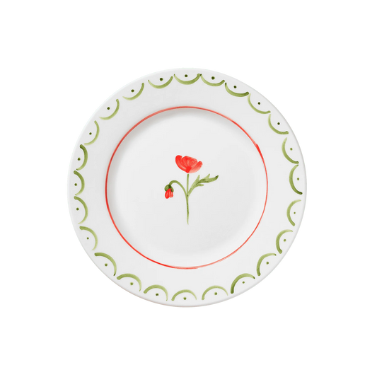 Cottage Flower Assiett Poppy, Röd