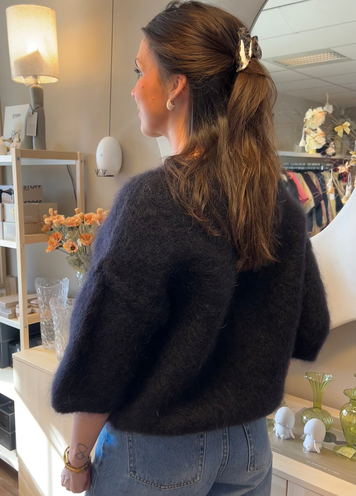 Mohair 3/4 ärm, Svart