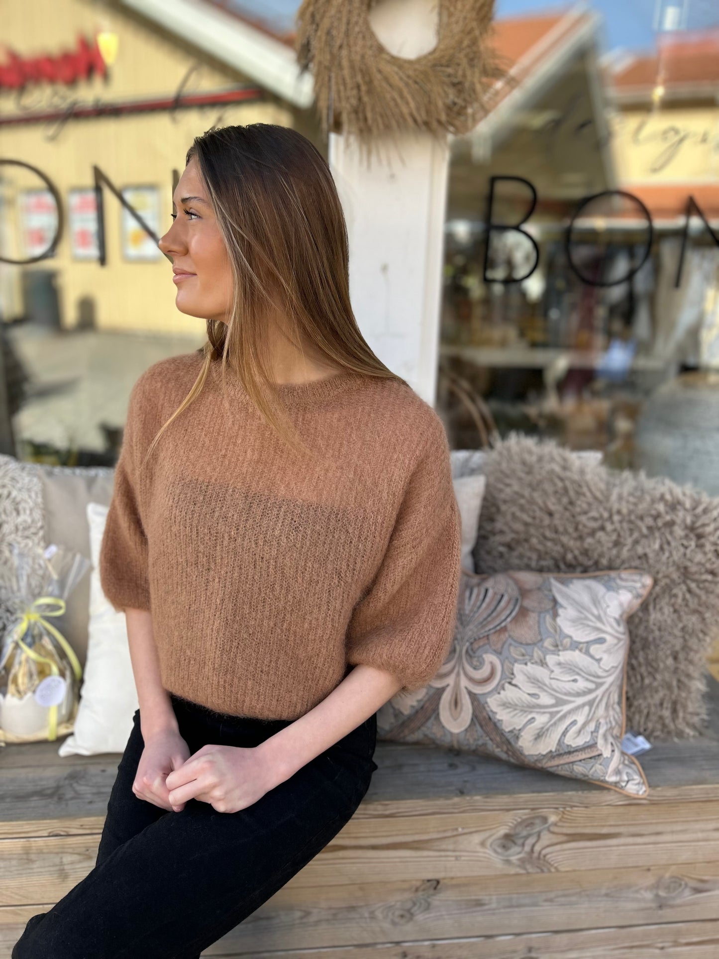 Mohair 3/4 ärm, Kamel