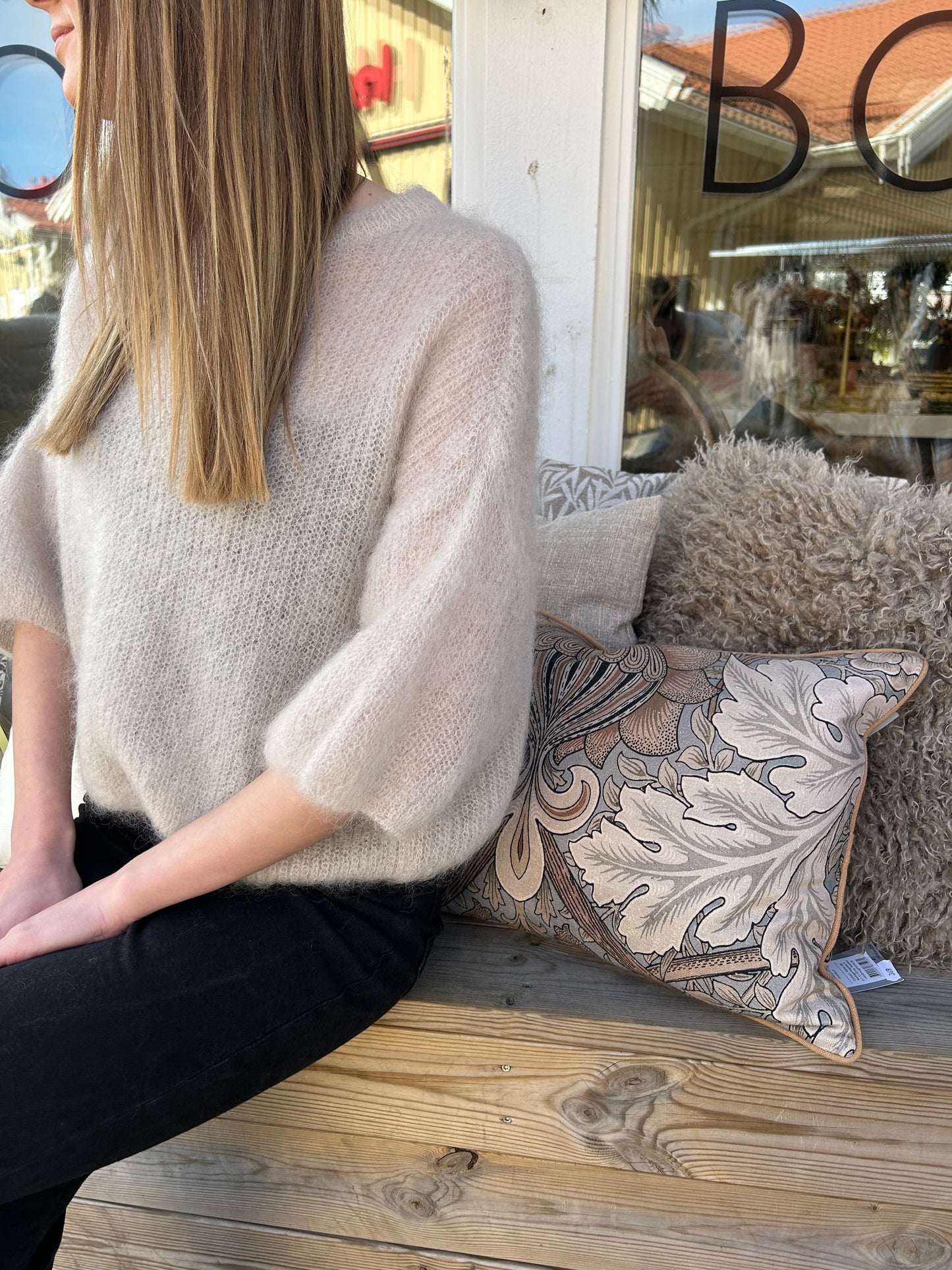 Mohair 3/4 ärm, Beige