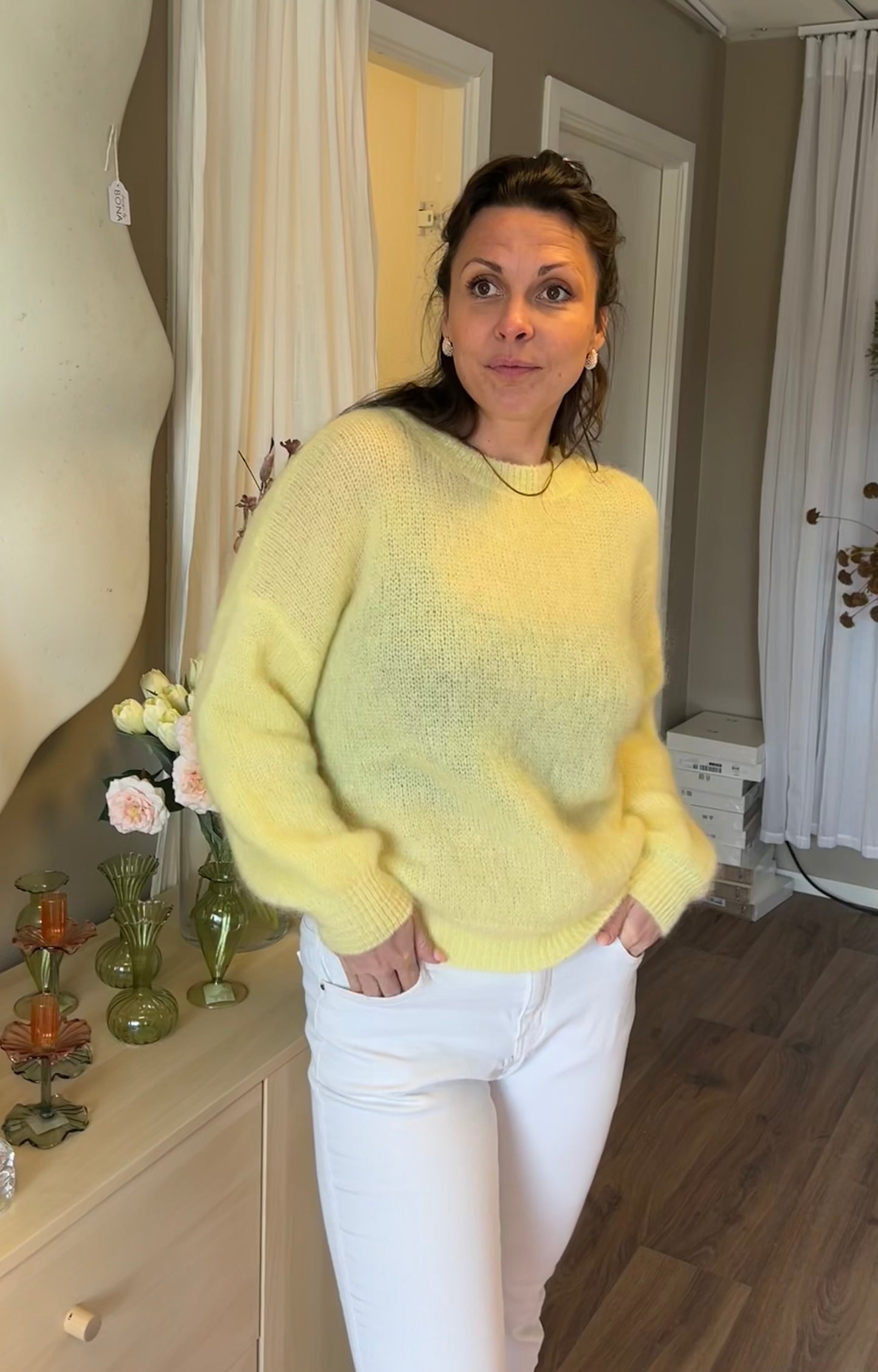 Mohair 76% Långärmad, Ljusgul