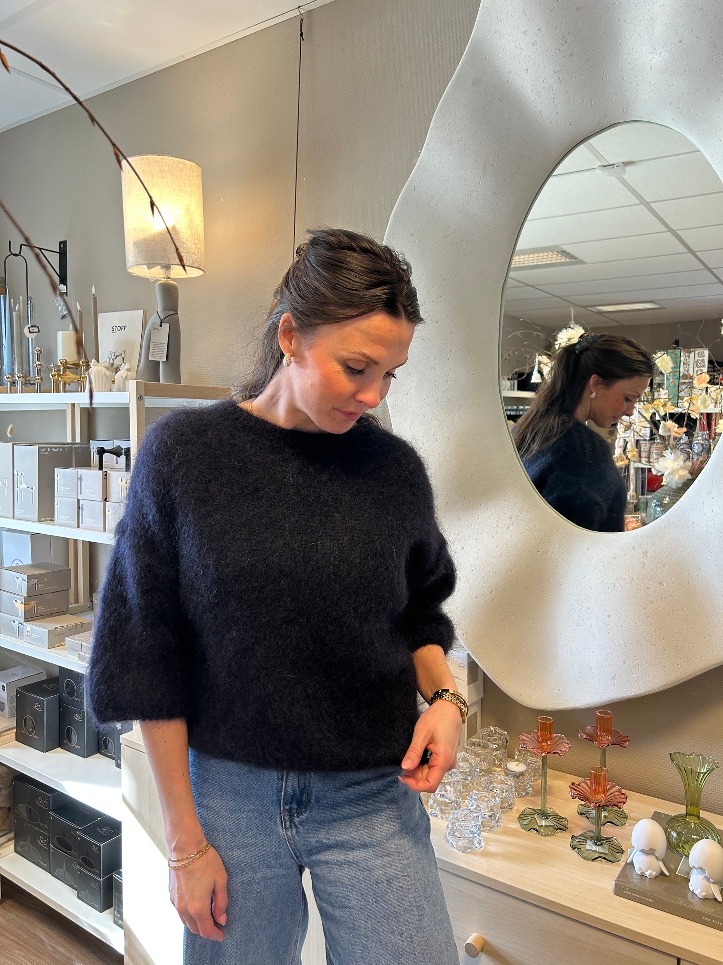 Mohair 3/4 ärm, Svart