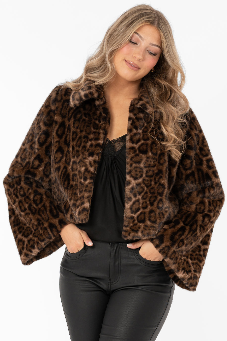 MINOU FUR JACKET CHESTNUT/BLACK