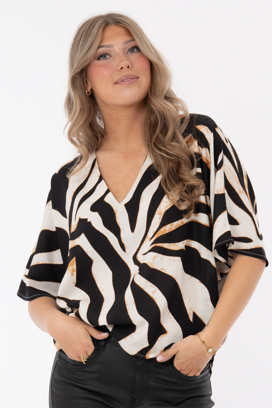 BEA BLOUSE IVORY/BLACK