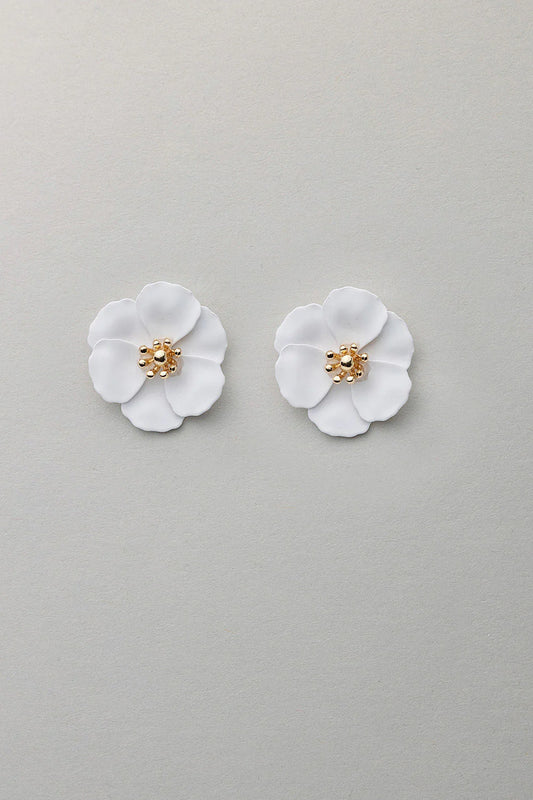 FLOWER SMALL EARRINGS MAT WHITE