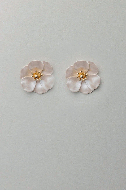 FLOWER SMALL EARRINGS PEARL BEIGE