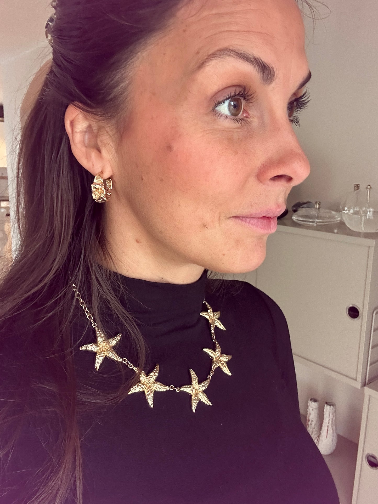 Hammered Hoops Örhängen, Guld, M