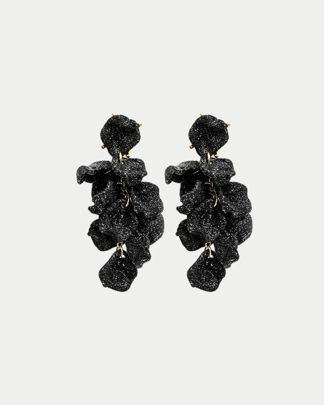 Leaf Earrings Mini, Black Glitter