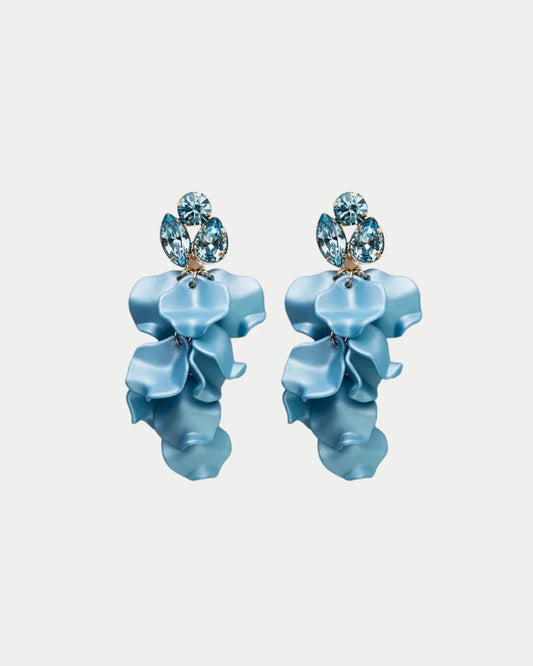 Leaf Stone Earrings, Light Blue