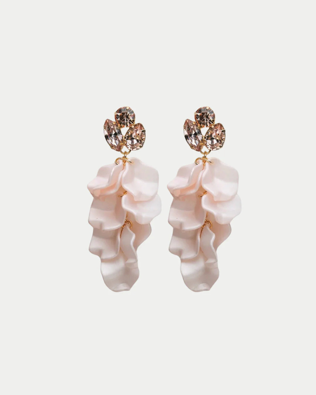 Leaf Stone Earrings, Light Pink