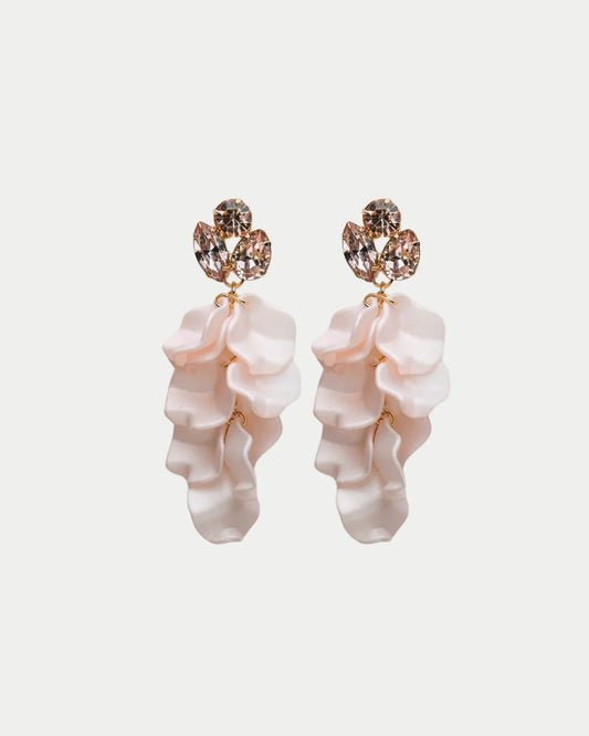 Leaf Stone Earrings, Light Pink