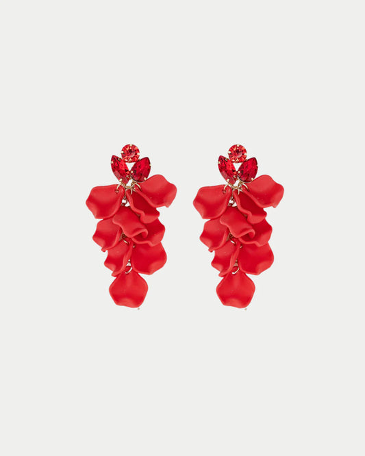 Leaf Stone Earrings, Red
