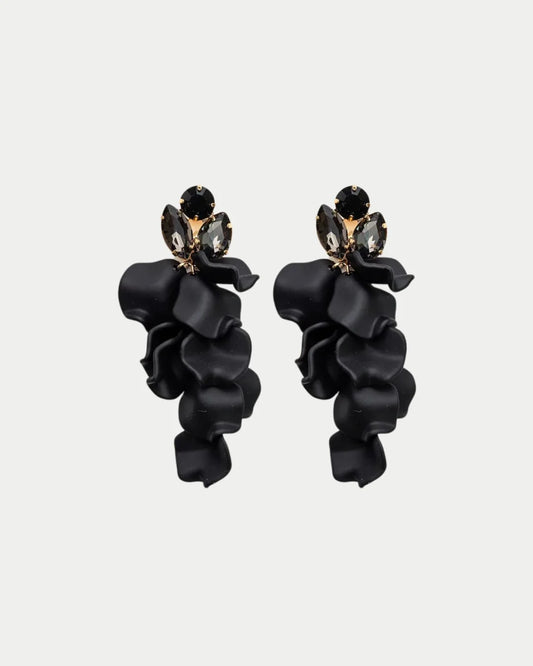 Leaf Stone Earrings, Black