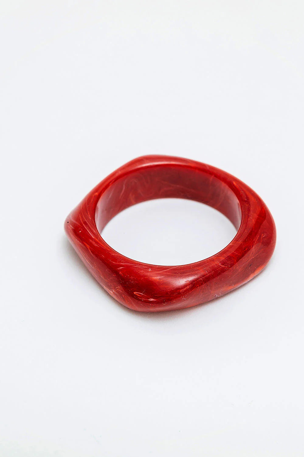 Big Square Armband, Red marble