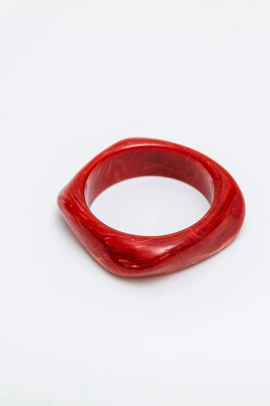 Big Square Armband, Red marble