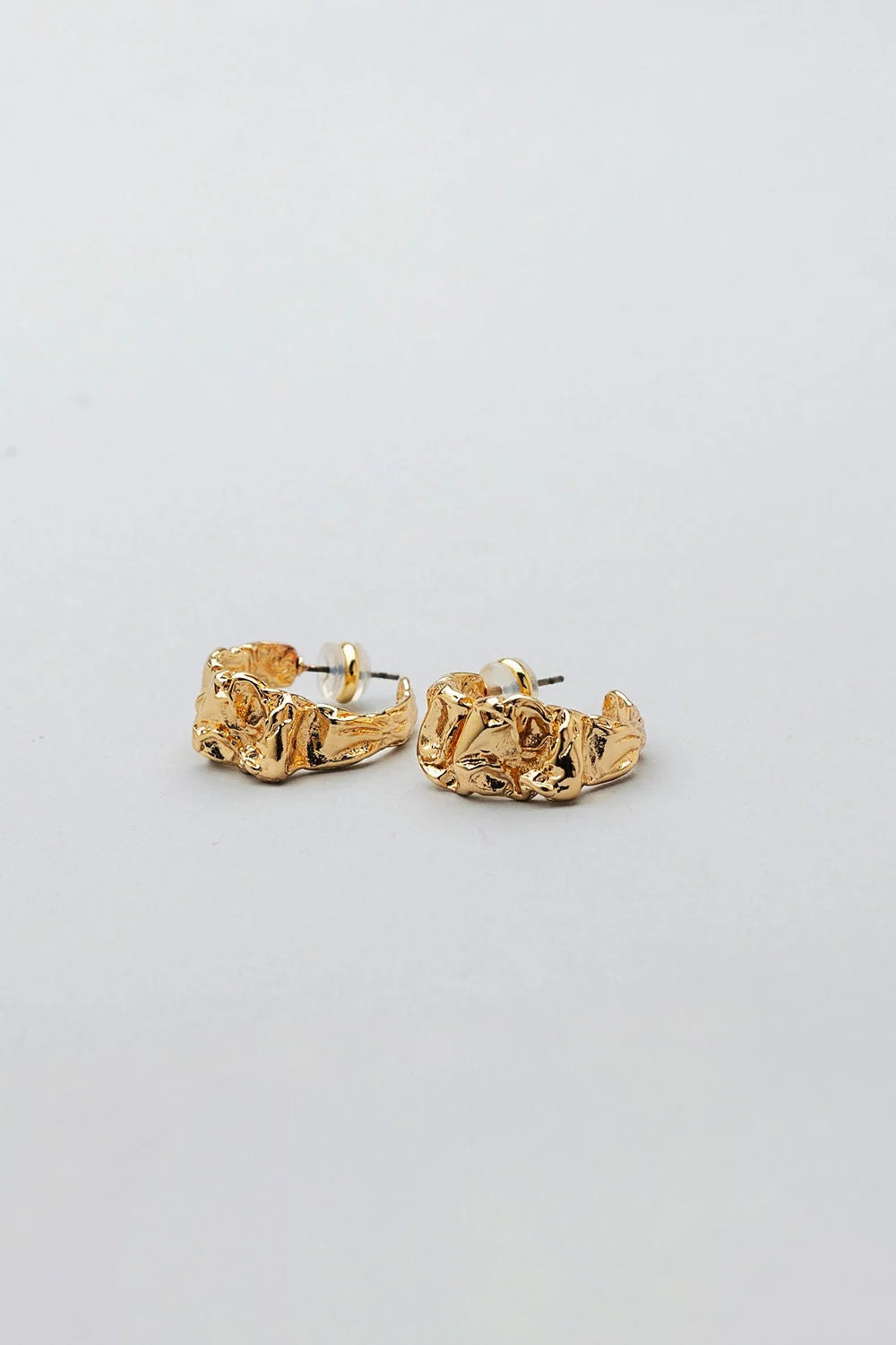 Hammered Hoops Örhängen, Guld, M